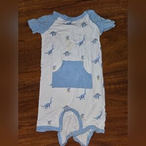 Kyte Baby Blue and White Dinosaur Print Baby Onesie